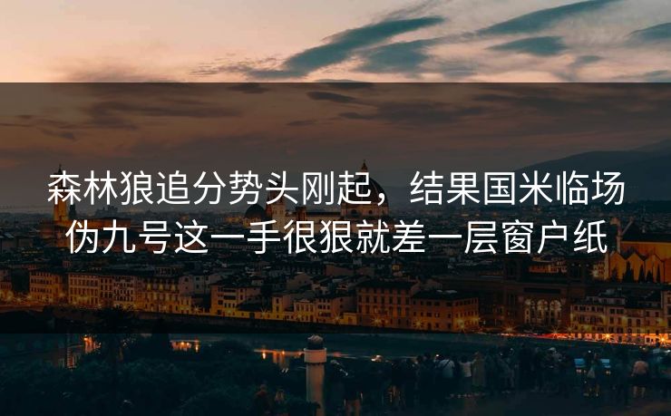 森林狼追分势头刚起，结果国米临场伪九号这一手很狠就差一层窗户纸
