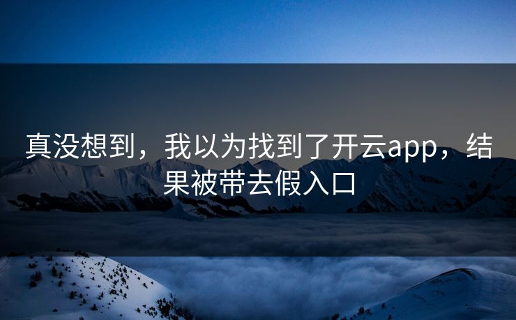 真没想到，我以为找到了开云app，结果被带去假入口