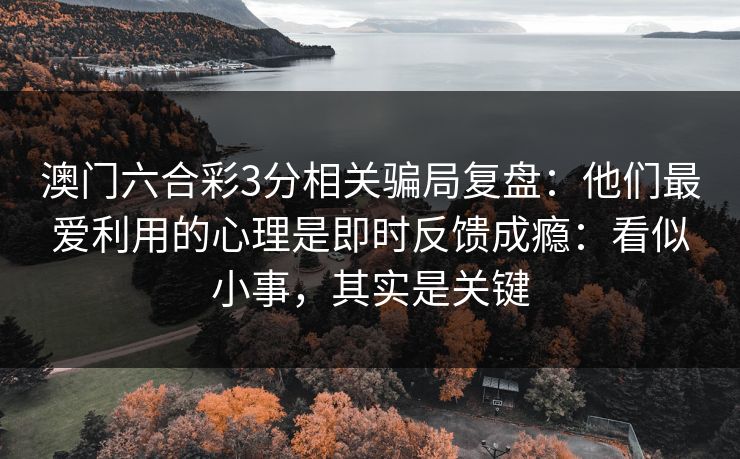 澳门六合彩3分相关骗局复盘：他们最爱利用的心理是即时反馈成瘾：看似小事，其实是关键