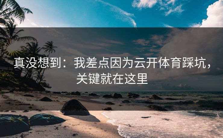 真没想到：我差点因为云开体育踩坑，关键就在这里